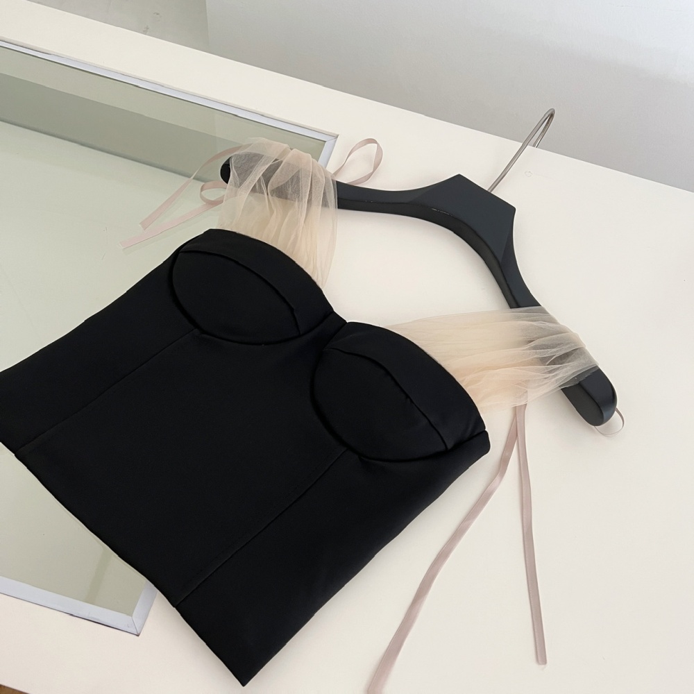 Wrapped chest splice sling lace tops