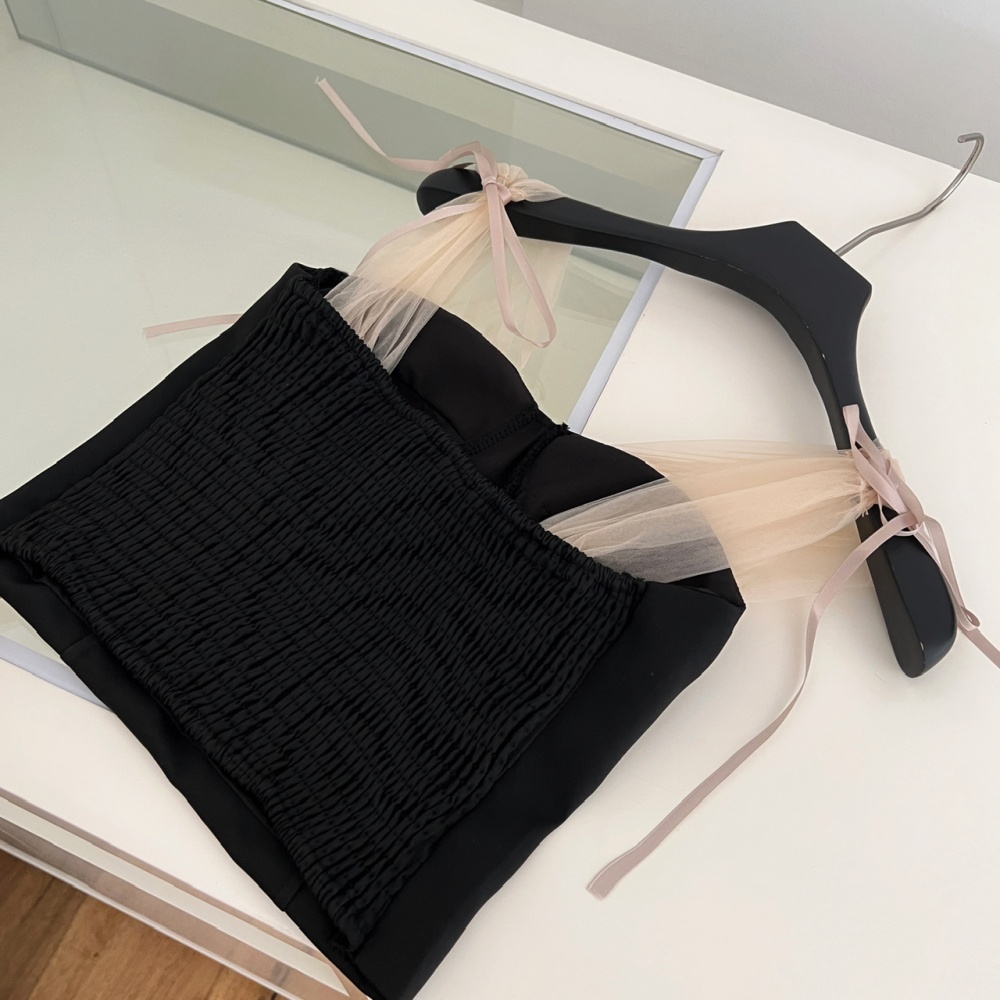 Wrapped chest splice sling lace tops