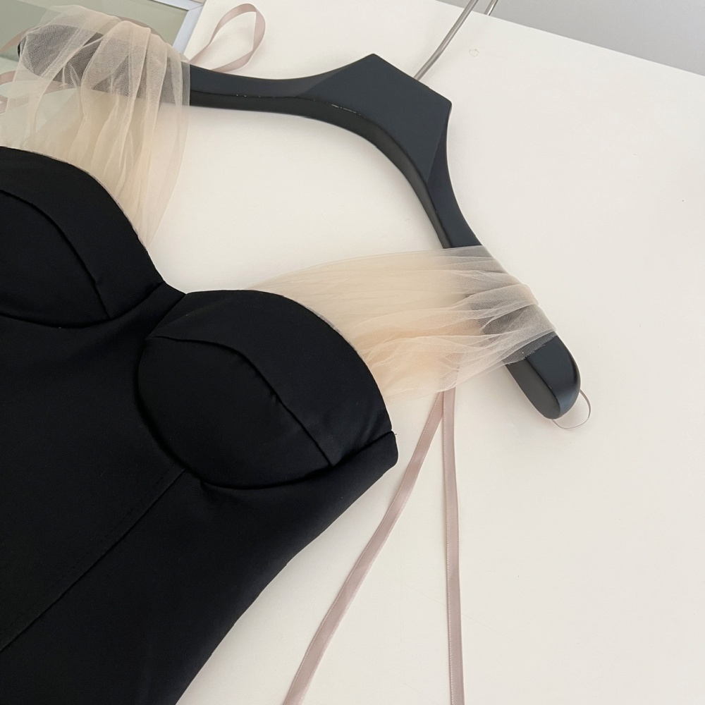 Wrapped chest splice sling lace tops
