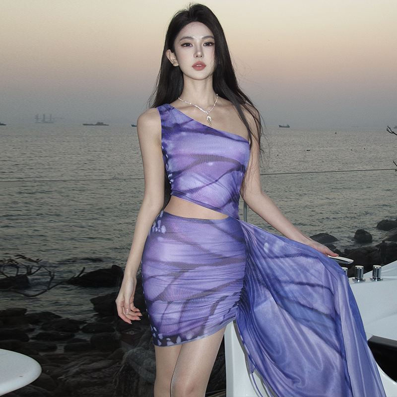 Hollow summer streamer niche package hip slim dress