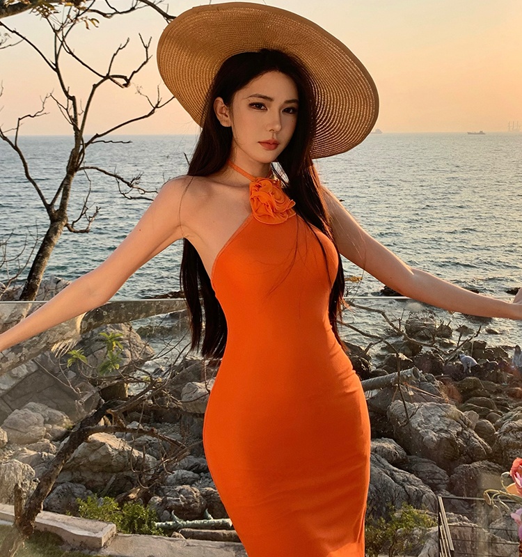 Gradient halter dress