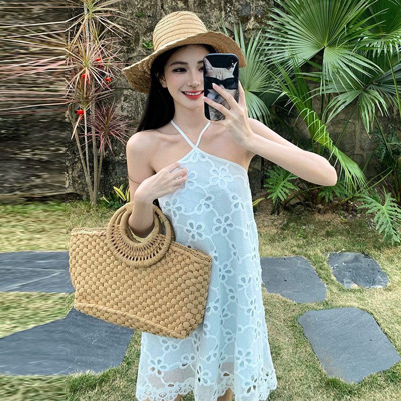 France style hollow vacation embroidery lazy dress