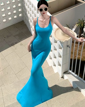 Vacation mermaid summer long dress cross sling dress