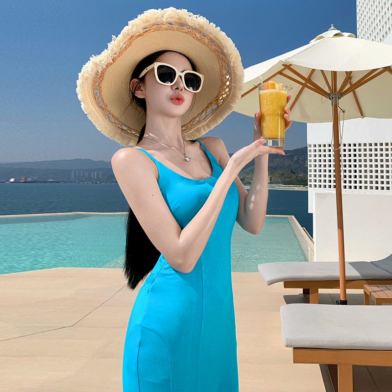 Vacation mermaid summer long dress cross sling dress