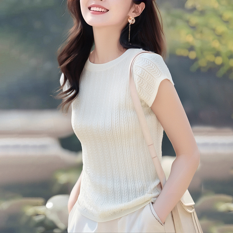 Unique France style tops bottoming hollow sweater for women