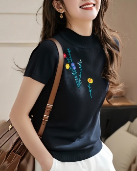 Half high collar tops T-shirt for women