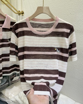 Ice silk pony loose mixed colors T-shirt for women