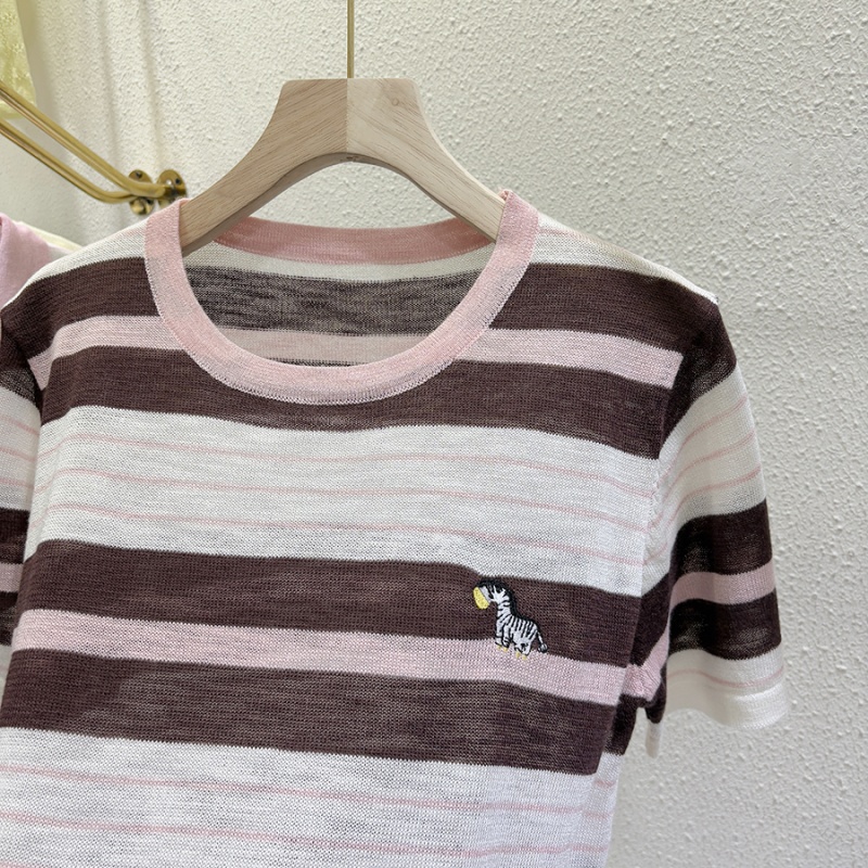 Ice silk pony loose mixed colors T-shirt for women