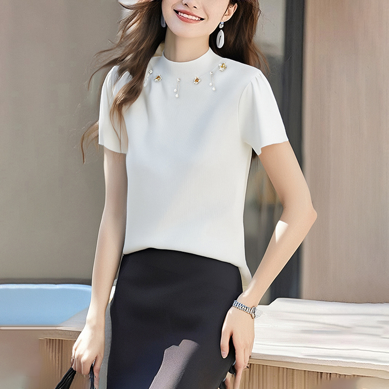 Flowers summer tops stereoscopic T-shirt for women
