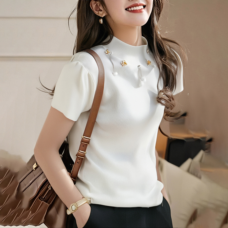 Flowers summer tops stereoscopic T-shirt for women