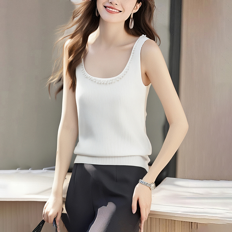 Beading sling knitted vest summer inside the ride tops