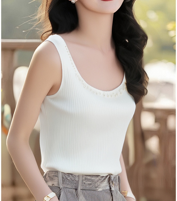 Beading sling knitted vest summer inside the ride tops