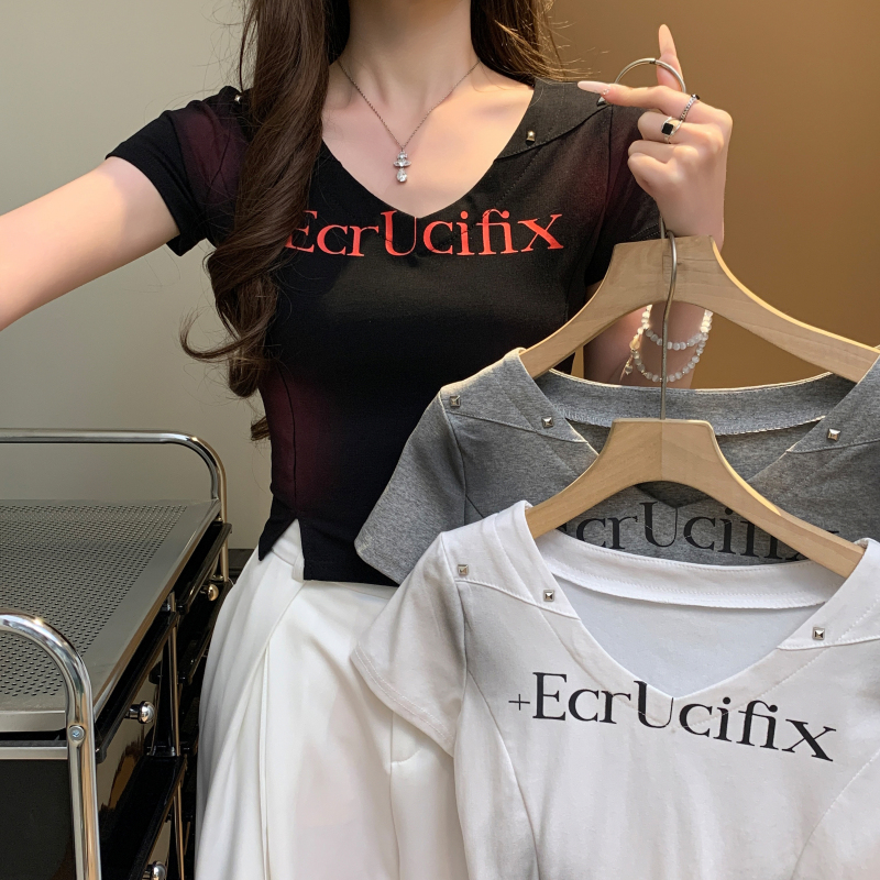 Short sleeve T-shirt American style tops for women