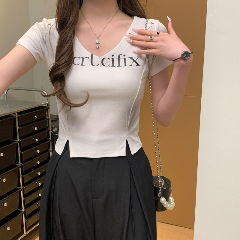 Short sleeve T-shirt American style tops for women