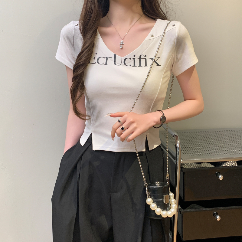 Short sleeve T-shirt American style tops for women