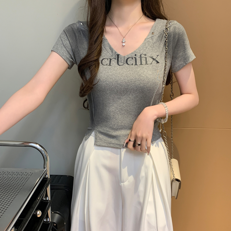 Short sleeve T-shirt American style tops for women