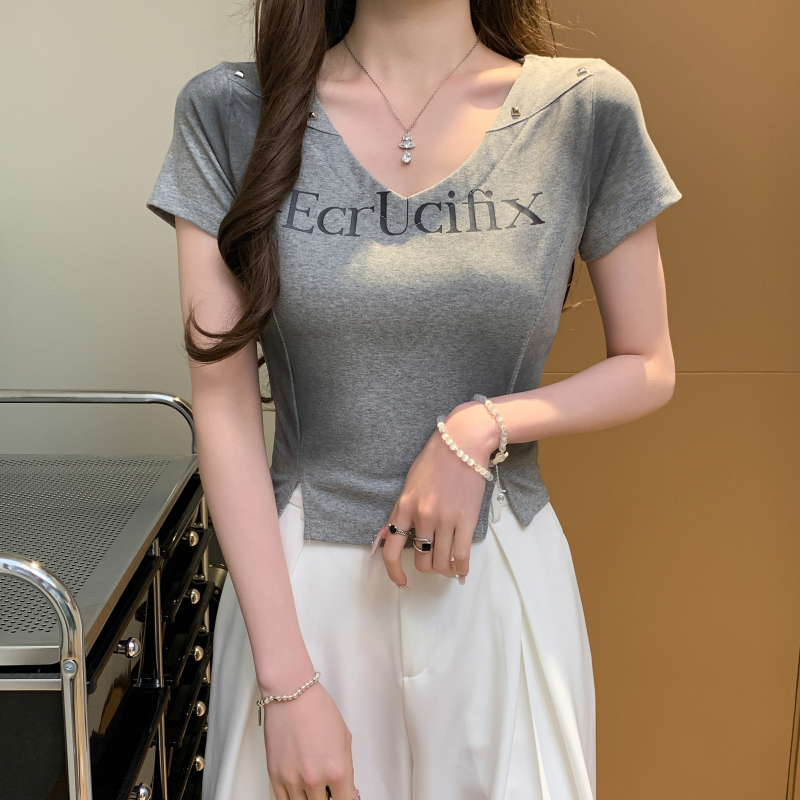 Short sleeve T-shirt American style tops for women
