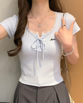 Show young short sleeve tops slim T-shirt for women