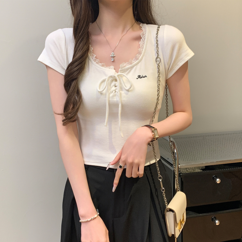 Show young short sleeve tops slim T-shirt for women