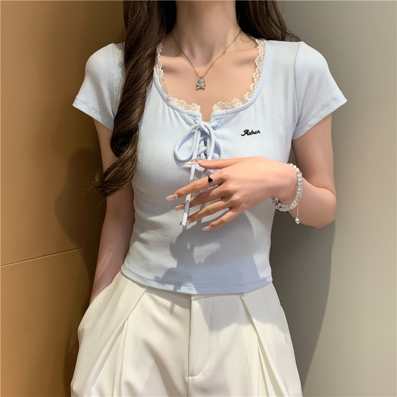 Show young short sleeve tops slim T-shirt for women