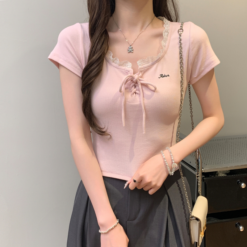 Show young short sleeve tops slim T-shirt for women
