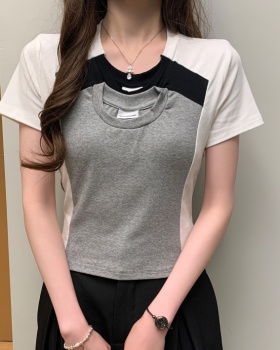 Short slim tops mixed colors short sleeve T-shirt