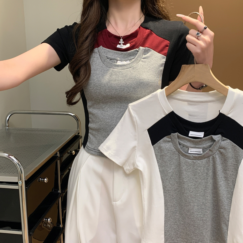 Short slim tops mixed colors short sleeve T-shirt