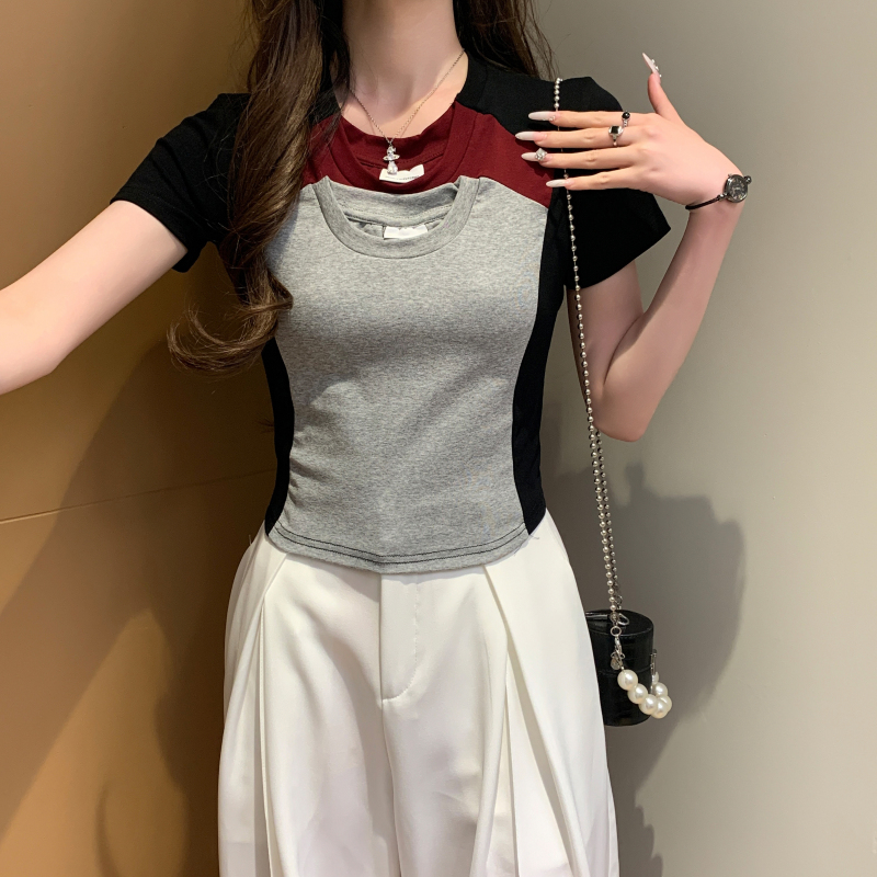 Short slim tops mixed colors short sleeve T-shirt