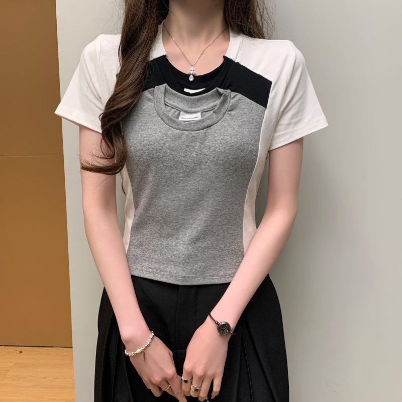 Short slim tops mixed colors short sleeve T-shirt