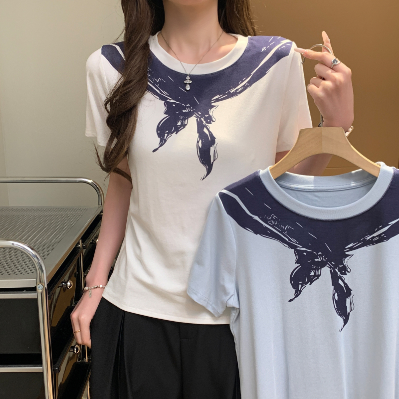 Printing personality T-shirt Casual summer tops for women