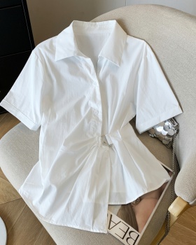Summer short sleeve shirt simple tops for women