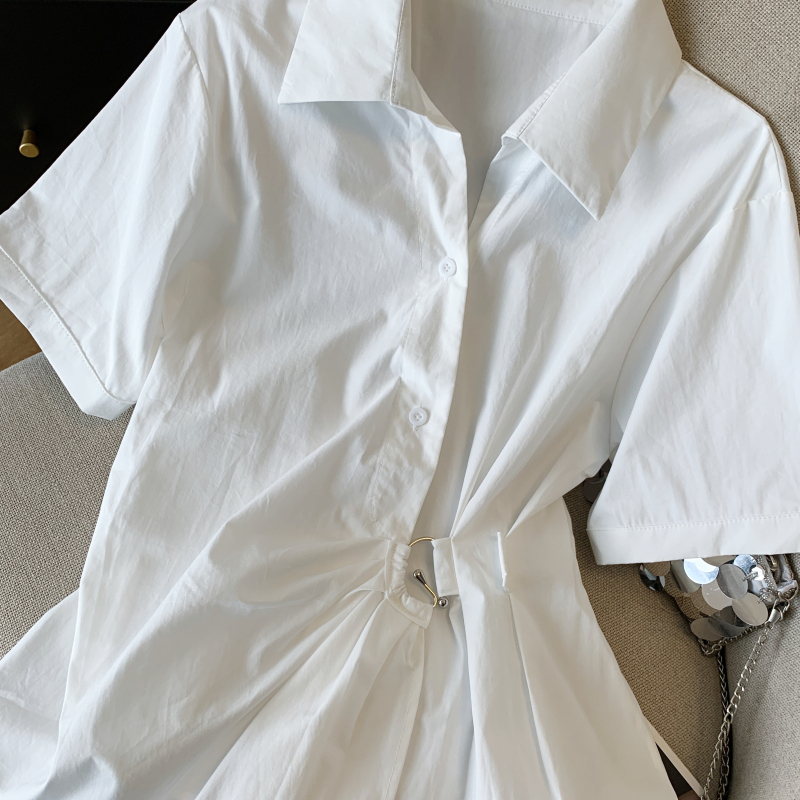 Summer short sleeve shirt simple tops for women