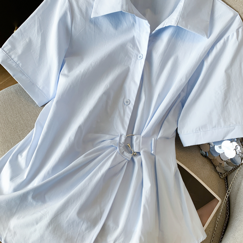 Summer short sleeve shirt simple tops for women
