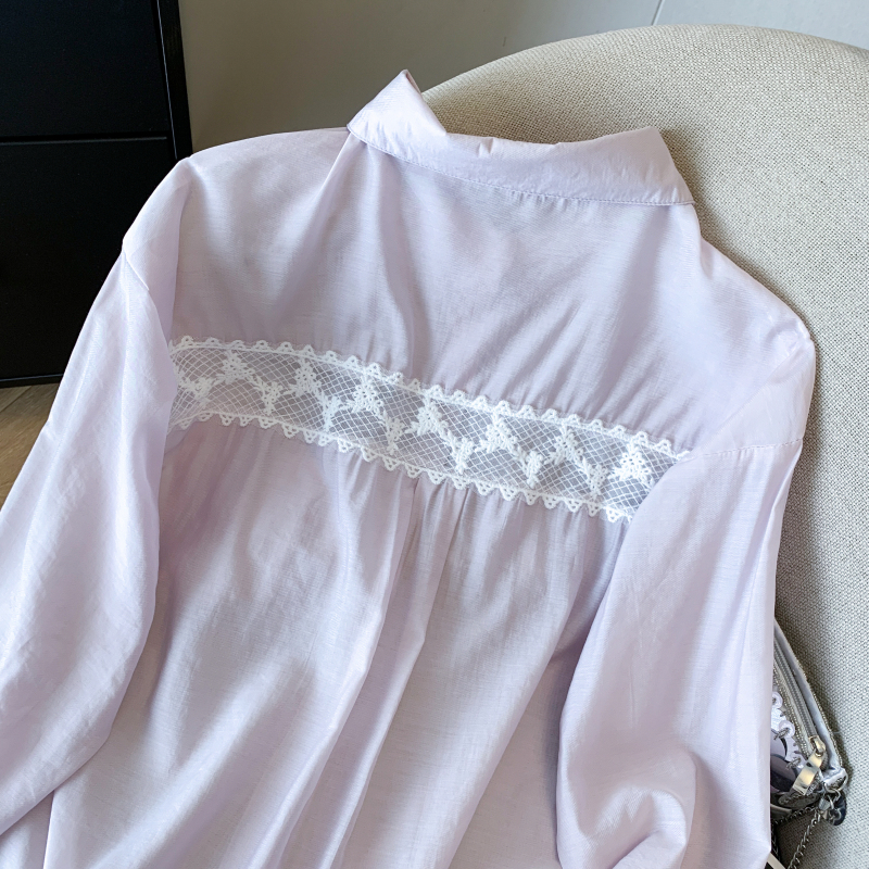 Splice long sleeve lazy coat sunscreen summer loose shirt for women