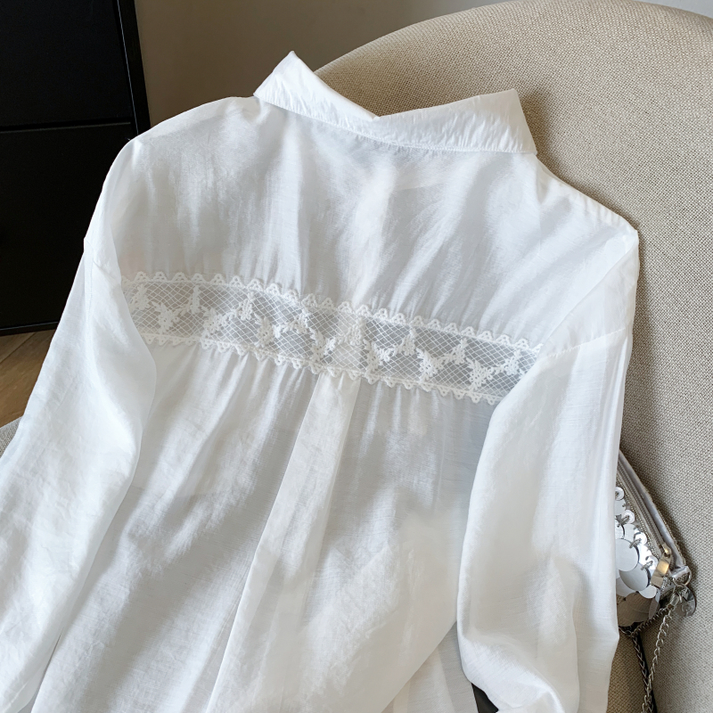 Splice long sleeve lazy coat sunscreen summer loose shirt for women