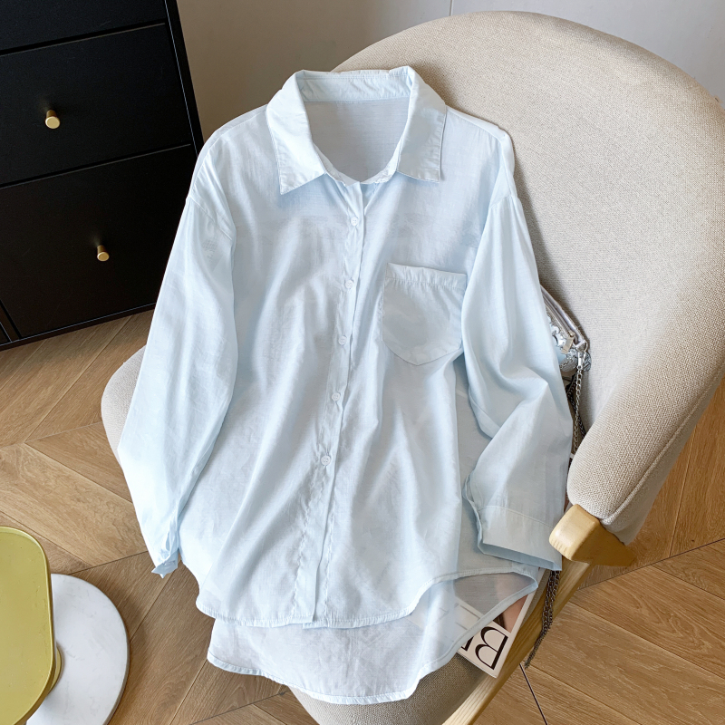 Splice long sleeve lazy coat sunscreen summer loose shirt for women