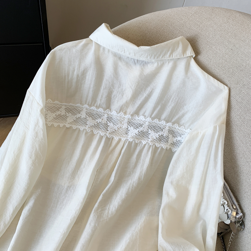 Splice long sleeve lazy coat sunscreen summer loose shirt for women