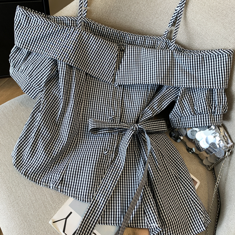 Flat shoulder small shirt irregular shirt for women