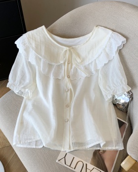 Temperament splice tops France style loose shirt for women