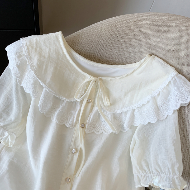 Temperament splice tops France style loose shirt for women