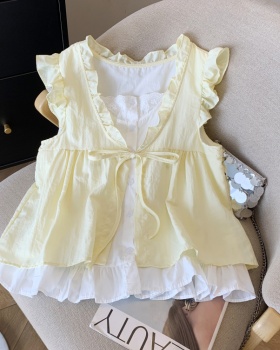 Sleeveless show young shirt loose doll shirt for women