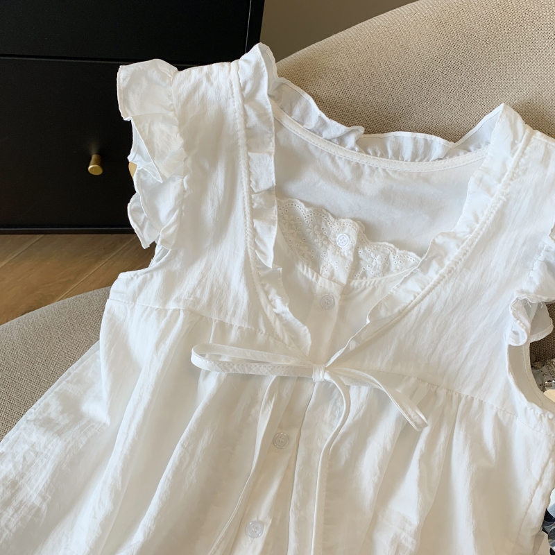 Sleeveless show young shirt loose doll shirt for women