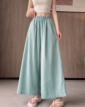 Straight pants wide leg pants cotton culottes for women