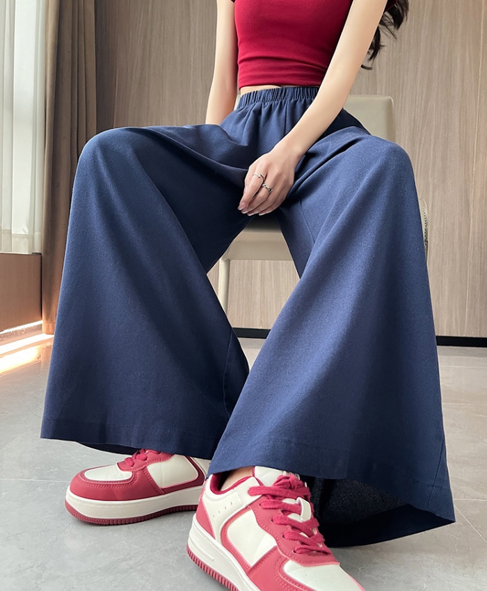 Straight pants wide leg pants cotton culottes for women