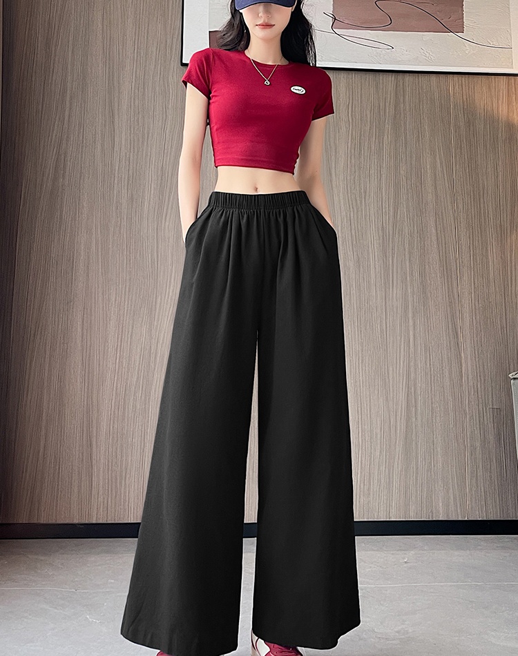 Straight pants wide leg pants cotton culottes for women