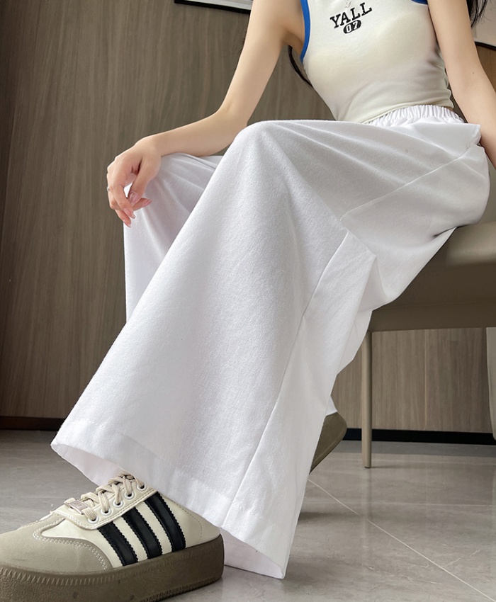 Straight pants wide leg pants cotton culottes for women