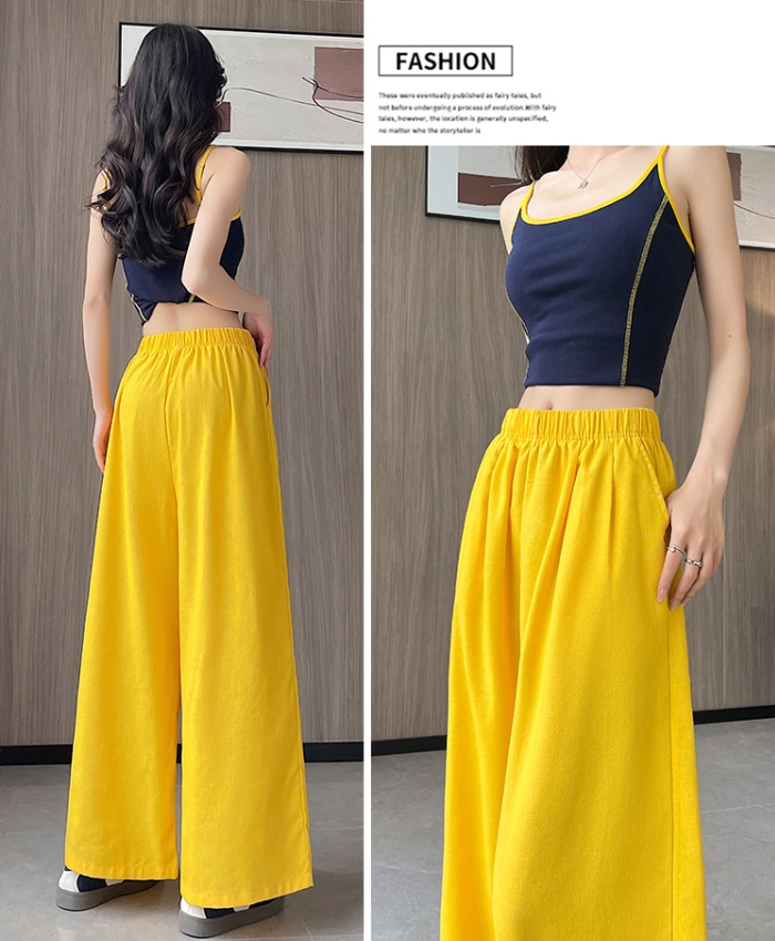 Straight pants wide leg pants cotton culottes for women