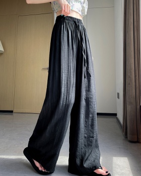 Ice silk tie dye casual pants thin flax wide leg pants