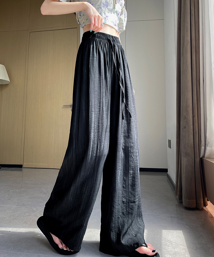 Ice silk tie dye casual pants thin flax wide leg pants