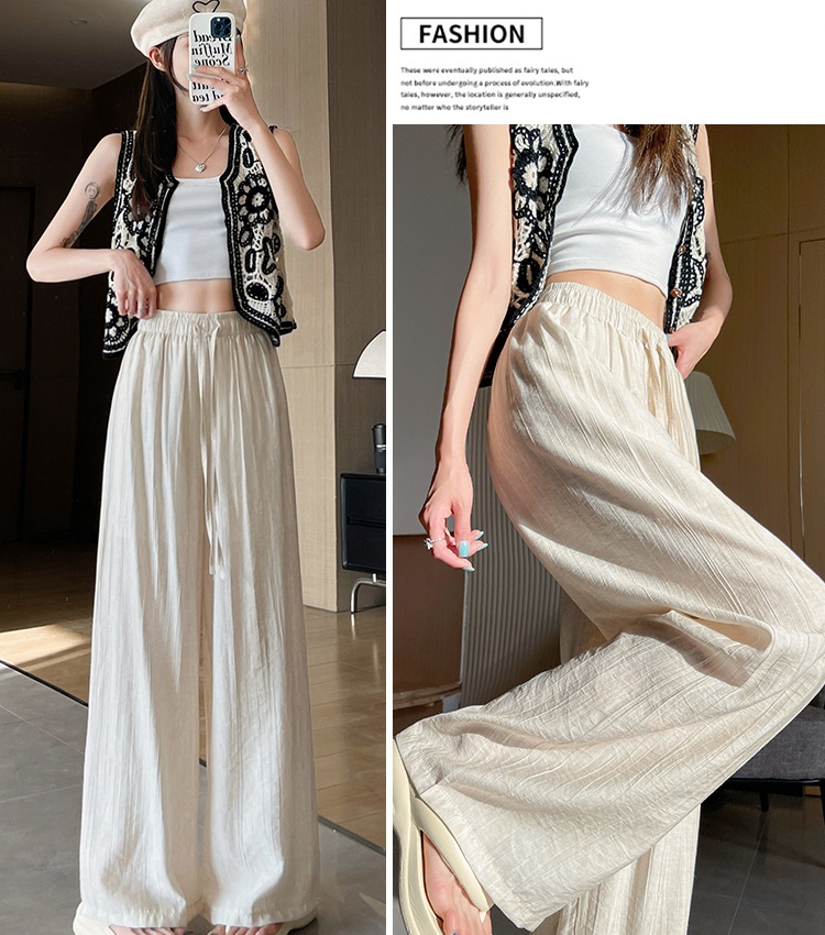 Ice silk tie dye casual pants thin flax wide leg pants